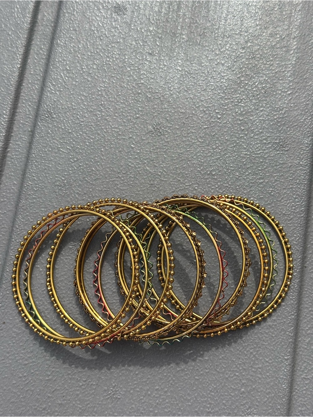 Rustic Gold Multicolor Bollywood Stackable Bangle /Bracelet Set - Picture 4 of 5
